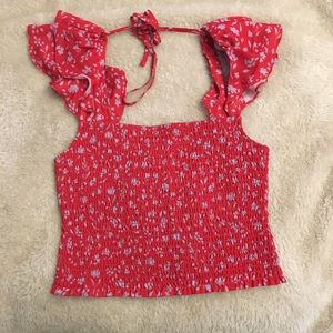 Parker ruffled floral summer blouse.